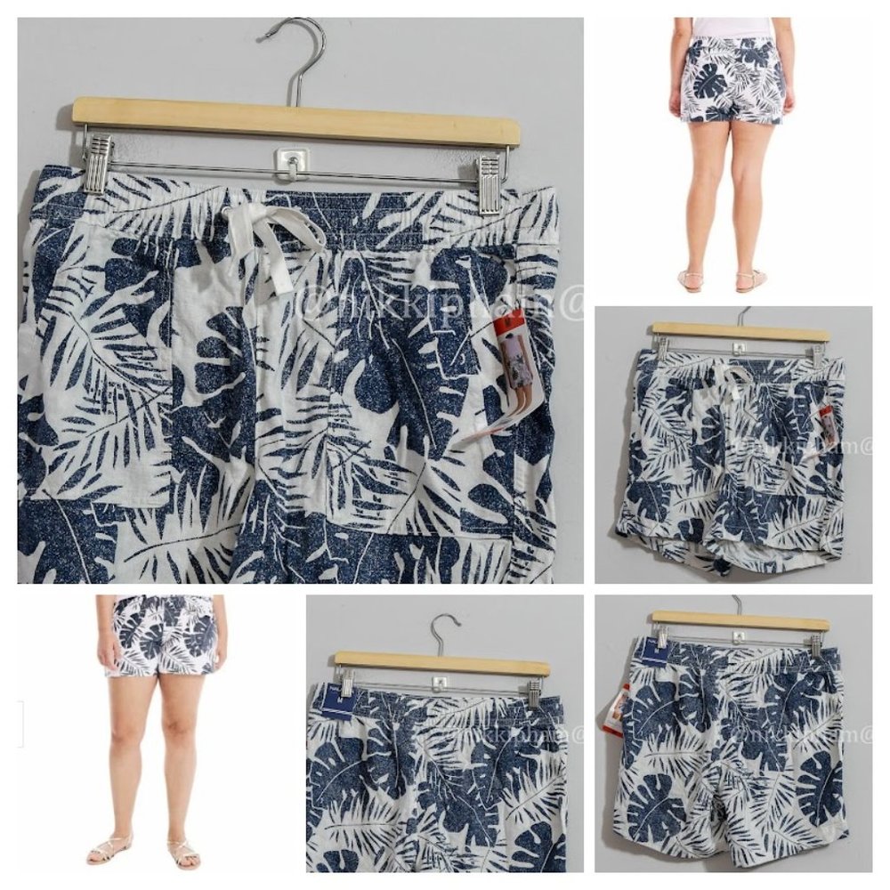 NWT Nautica Ladies' Linen Blend Pull-On Short in Multi - Picture 1 of 5